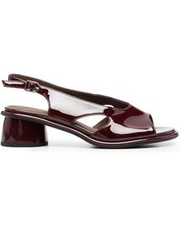 Linda Baumann - Patent-Finish Slingback Sandals - Lyst