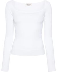 McQueen - Square-Neck Fine-Knit Top - Lyst