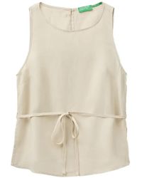 Benetton - Tie-Waist Sleeveless Blouse - Lyst