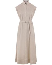 Brunello Cucinelli - Linnen Maxi-Jurk - Lyst