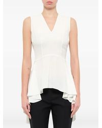 McQueen - Top Con Peplum Y Cuello En V - Lyst