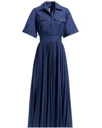 Elie Saab - Vestido Midi Vaquero Plisado - Lyst