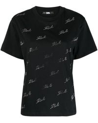 Karl Lagerfeld - Camiseta con apliques de strass - Lyst