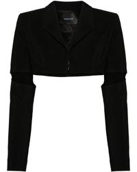 Mugler Cut-Out Cropped Jacket in Black | Lyst
