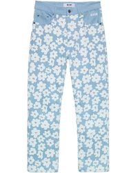 MSGM - Gerade Hose Mit Blumen-Print - Lyst