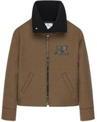 Courreges - Chaqueta Con Motivo Pied De Poule Y Cuello Alto - Lyst