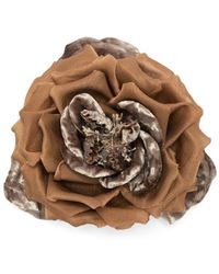 Saint Laurent - Silk Wild Rose Brooch - Lyst