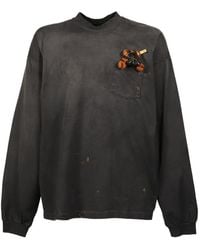 Doublet - Gas Mask Bear Long-Sleeve Distressed Cotton T-Shirt - Lyst