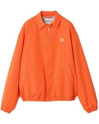 Miu Miu - Cotton Poplin Bomber Jacket With Logo - Lyst
