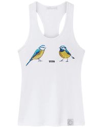 Stella McCartney - Bird-Print Ribbed Tank Top - Lyst