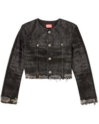 DIESEL - Cropped Jacket With Distressed Hem - Lyst