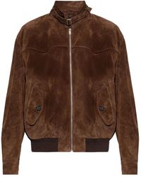 McQueen - Suede Harrington Jacket Jackets Brown - Lyst