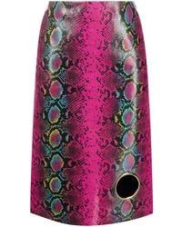 Versace - Python-Print Leather Skirt - Lyst