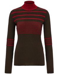 Ferragamo - Viscose Knitted Turtleneck With Stripe Detail - Lyst