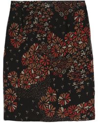 Saint Laurent - Floral-print Silk Midi Skirt - Lyst