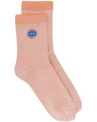 Sandro Embroidered Metallic Socks - Orange