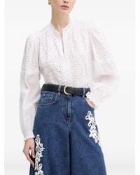 Twinset - Broderie-Anglaise Lace-Trim Blouse - Lyst