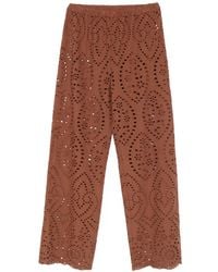 MC2 Saint Barth - Wide-Leg Pants With Intricate Eyelet Pattern - Lyst