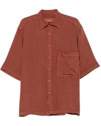 INLINUM - Frayed-Edge Chest-Pocket Shirt - Lyst