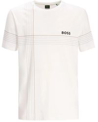 BOSS - Stripe-Detail T-Shirt - Lyst