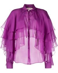 Roberto Cavalli - Camisa traslúcida a capas - Lyst