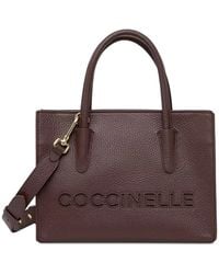 Coccinelle - Logo-Perforated Grained-Leather Tote Bag - Lyst