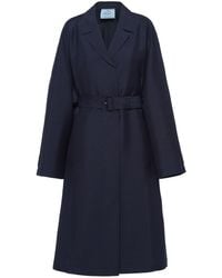 Prada - Single-breasted Belted Mohair Coat - Lyst