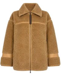Pinko - Shearling-Effect Pea Coat With High Neck - Lyst