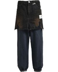 Maison Mihara Yasuhiro - Jeans Met Denim Vlak En Franje - Lyst
