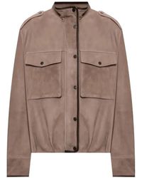 Brunello Cucinelli - Epaulette-Detail Suede Jacket - Lyst