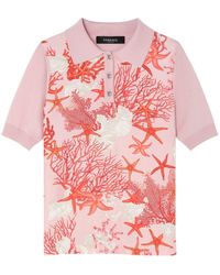 Versace - Short-sleeved Sea-print Polo Shirt - Lyst