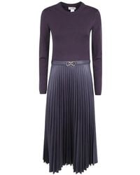 Twinset - Long Knit Dress With Leather Effect - Lyst