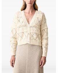 Fracomina - Cable-Knit Floral-Appliqué Cardigan - Lyst
