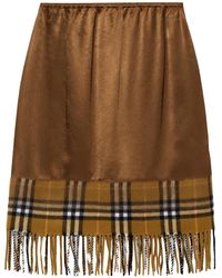 Burberry - Falda de satén con ribete estilo bufanda a cuadros - Lyst