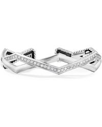 David Yurman - Sterling Silver Stax Diamond Cuff Bracelet - Lyst