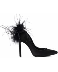 Styland Feather-detail Pointed Pumps - Black