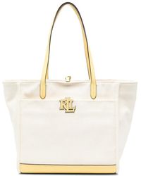 Ralph Lauren - Large Cameryn Logo-Plaque Canvas Tote Bag - Lyst