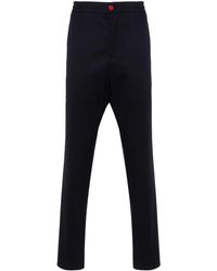 Kiton - Logo-patch Cotton Tapered Trousers - Lyst