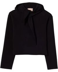 Plan C - Sudadera Corta Con Capucha Y Pañuelo En El Cuello - Lyst