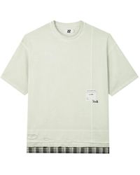 Izzue - Check-Trim Distressed T-Shirt - Lyst