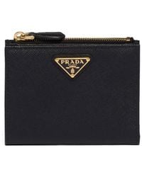 Prada - Portefeuille En Cuir Saffiano À Plaque Logo - Lyst