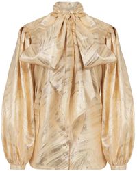 Nina Ricci - Pussy-Bow Foiled Blouse - Lyst