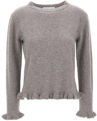 Kaos - Ruffled-Trim Fine-Knit Top - Lyst