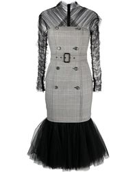 Moschino - Tulle-panelling Layered Midi Dress - Lyst