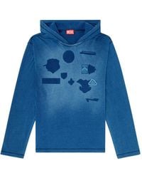 DIESEL - Hoodie Long-Sleeve T-Shirt With Shadow-Effect Patches - Lyst