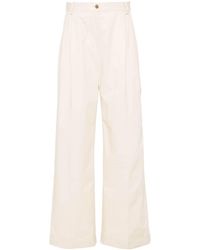 Maison Kitsuné - Logo-embroidered Pleated Straight Trousers - Lyst
