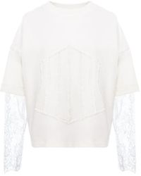 Hamza - Lace-Sleeve Corset-Detail Top - Lyst