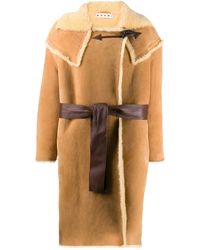 Marni Lammy Coat Met Riem - Meerkleurig