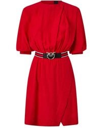 Pinko - Puff-Sleeve Belted Mini Dress - Lyst