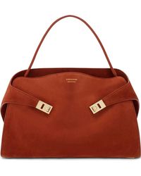 Ferragamo - Large Hug Gancini-Plaque Suede Shoulder Bag - Lyst